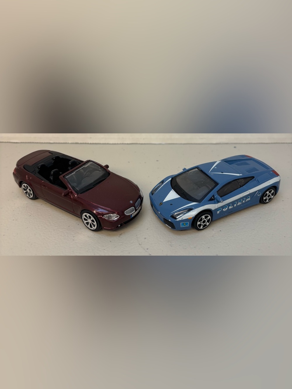 Lot of 2 Diecast Cars BMW 645Ci Convertible & Lamborghini Polizia Police Car